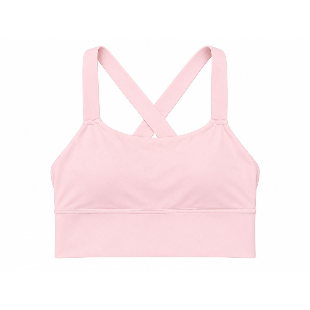 Athleta Warrior Longline Sports Bra Light Pink Crisscross Back XS Yoga Gym Top